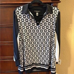 Style & Co. Black and White Geometric Blouse